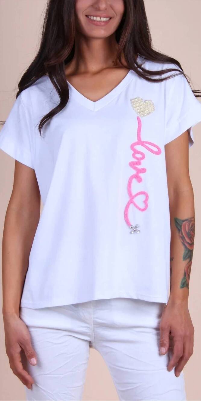 NEW GIGI MODA love cotton tee in white
